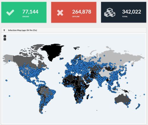 WannaCry Global Infection rate at 11am 16.05.17 AEST